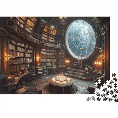 Verzauberte Bibliothek Puzzle Farbenfrohes 1000-Tile Impossible Schwieriges Rahmen Geschicklichkeitsspiel Wunderschön Erwachsene-Puzzle | 1000pcs (75x50cm) von ChengzeTCo